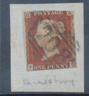 GB „708“ (SHREWSBURY, Shropshire) Numeral On Piece With QV LE 1d (TD) - Usados