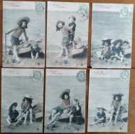 Lot De 6 CPA - A LA MER ! Les Petits Pâtés - Enfants - Ecrites - Colecciones, Lotes & Series