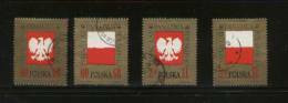 POLAND 1966 1000 YEARS MILLENARY OF POLISH NATION SET OF 4 USED  Eagle Flags - Gebraucht