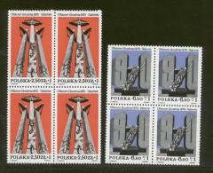 POLAND 1981 SOLIDARITY SOLIDARNOSC MONUMENT TO GDANSK UPRISING SET OF 2 BLOCKS OF 4 NHM - Nuevos