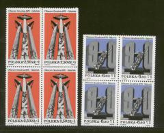 POLAND 1981 SOLIDARITY SOLIDARNOSC MONUMENT TO GDANSK UPRISING SET OF 2 BLOCKS OF 4 NHM - Unused Stamps
