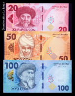 Kirguistán Kyrgyzstan Set 3 Banknotes 20 50 100 Som 2023 (2024) Pick 34-36 New Sc Unc - Kirgizïe