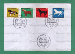GERMANY 1969 - HORSES 4v FDC - Pony, Kaltblut Horse, Warmblood, VOLLBLUT - As Scan - Horses
