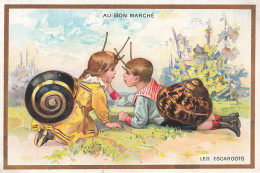 Les Escargots * Chromo Ancien Illustrateur * Escargot Humanisé * Enfants * Snail * Au Bon Marché - Autres & Non Classés