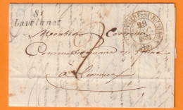 1831 - Cursive 8 LAVELANET, Ariège Sur Lettre  Postée à STE COLOMBE  Vers LIMOUX, Aude - Dateur En Arrivée - Laine - 1801-1848: Vorläufer XIX