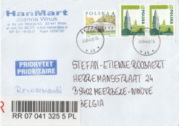 Aangetekende Brief Uit Polen (Brusy) Naar België.  Mooie Afstempeling - 2005 - Brieven En Documenten