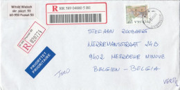 Aangetekende Brief Uit Polen (POZNAN) Naar België.  Mooie Afstempeling - 2003 - 2 Blokken Op Achterzijde - Covers & Documents