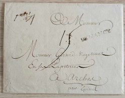 Lettre 1760 Marque  DE Nancy" - "°1/4 - 1once 1/4 - "15" Sols Pour Arches - 1701-1800: Precursors XVIII