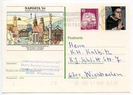 Germany, West 1980's Uprated 50pf. NAPOSTA '81 / Albertus Magnus Postal Card; Wiesbaden Slogan Cancel - Postales Ilustrados - Usados