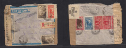 FRC - Madagascar. 1943 (28 Febr) British Occupation, British Morocco. Diego Suarez - Algeria, Alger (2 Apr) Registered A - Otros & Sin Clasificación