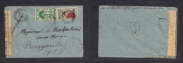 FRC - Madagascar. 1943 (26 Dec) Tananarive - French Congo, Brazzavile Africa. Multifkd Censored Airmail Envelope. Better - Other & Unclassified