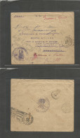 FRC - Madagascar. 1921 (29 Oct) Tanamarive - Moramanga - Garaud, Madhe. Official Mail Fwded Multifkd Local Envelope With - Andere & Zonder Classificatie