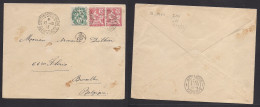 FRENCH LEVANT. 1913 (17 Oct) Constantinople - Belgium, Bruxelles (22 Oct) Multifkd Env, Cds. Fine. - Other & Unclassified
