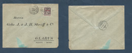 FRENCH LEVANT. 1898 (12 Oct) Salonique - Switzerland, Glarus (15 Oct) Fkd Ovpt Sage 25c Envelope, Tied Cds. - Autres & Non Classés