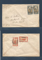 FRENCH LEVANT. 1915 (14 Nov) Colodorf - USA, Lockpart, NY. Complete + Reverse Ovptd Issue. Multifkd Env. VF. - Other & Unclassified