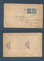 FRENCH LEVANT. 1929 (30 May) French PO Alexandria. Mixed Ovptd Issues. Alexandria, Egypt - USA, PA, Philadelphia. Fine F - Other & Unclassified