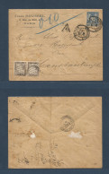 FRENCH LEVANT. 1900 (10 June) Paris - Constantinople. Fkd Envelope. Sage 15c Blue, Cds + Taxed + Arrival. France 10c Bro - Other & Unclassified