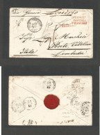 FRENCH LEVANT. 1863 (26 Sept) TREBIZONDE - Italy, Lombardia, Ponte Valtellina. Stampless Taxed Envelope With Depart Cds, - Sonstige & Ohne Zuordnung