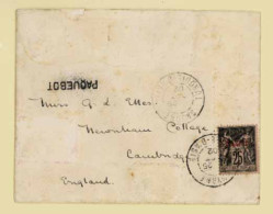 FRENCH LEVANT. 1902(Nov 25th). Cover To Cambridge Franked By Single 1886 1pi On 25c Black On Rose Tied By SMYRNE French  - Autres & Non Classés