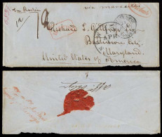 FRENCH LEVANT. 1846. Constantinople / Turkey - USA. Stampless Env. Via British Service / NY 15c / On Reverse. "Affr Obli - Autres & Non Classés