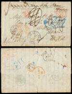 FRENCH LEVANT. 1845 (5 Febr). Pera - Constantinople - UA. EL., French Cds Const / Turquia. Via Malta Where Disinfected,  - Otros & Sin Clasificación