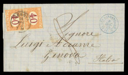FRENCH LEVANT. FRENCH LEVANT-ITALY. 1875(Dec8). Cover To Genoa Mailed Unstamped With Superb Blue DARDANELLES-TURQUIE Fre - Sonstige & Ohne Zuordnung