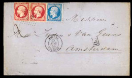 FRENCH LEVANT. 1858.A Cover From Smyrna Addressed To Amsterdam And Prepaid 180c, The Stamps Being Cancelled By A Dotted  - Otros & Sin Clasificación