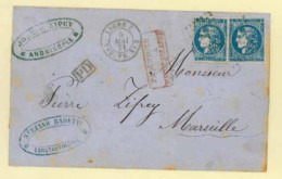 FRENCH LEVANT. A Letter From Andrinople To Marseille, Dated 28 April 1871, Via A Forwarding Agent In Constantinople And  - Andere & Zonder Classificatie