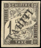 FRENCH COLONIES. TAHITI. 1c Postage Due. Ovptd. Wide Margins, Signed On Reverse. W.A. Part Original Gum. Very Rare Stamp - Autres & Non Classés