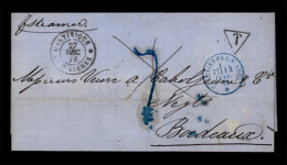 FRENCH COLONIES. MARTINIQUE. 1877, Dec.27th. Cover To Bordeaux Endorsed "per Steamer" With Martinique-St Pierre Cds In B - Other & Unclassified