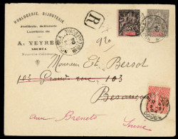FRENCH COLONIES. NEW CALEDONIA. 1904(July 26th). Registered Cover To Besancon, France Franked With 1892-1900 15c Grey An - Autres & Non Classés