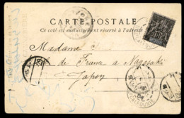 FRENCH COLONIES. NEW CALEDONIA. 1904(Aug 1st). Postcard (Danses De Canaques) Used To JAPAN Franked By 1892 10c Black On  - Other & Unclassified