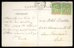 FRENCH COLONIES. TAHITI. 1910(March 3rd). Postcard To San Francisco Bearing Ocenaic Settlements 1892-1900 5c Yellow Gree - Altri & Non Classificati