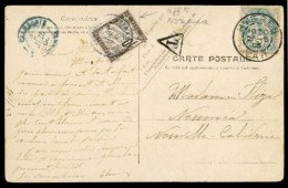 FRENCH COLONIES. NEW CALEDONIA. 1905. France To Noumea. Franked PPC. Taxed At Arrival With 10c Postage Due, Tied Blue C. - Autres & Non Classés