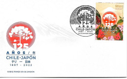 #2585B CHILE 2022 JAPAN DIPLOMATIC RELATIONN ANIV FLOWERS MOUNTAIN  FDC YV 2191 - Chile