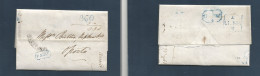 GIBRALTAR. 1846 (6 Febr) GPO - Portugal, Oporto (18 Feb) EL Full Text, Via British Pocket To Lisbon (8 Feb) Depart Curve - Gibraltar