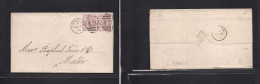 GIBRALTAR. 1878 (5 March) GPO - Malta (10 March) E Fkd GB 2 1/2d Lila Hong Pair Plate 10, Tied A-26 Grill + Cds. VF. - Gibraltar