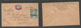 GIBRALTAR. 1945 (16 Sept) GPO - Denmark, Cph. Air Via Sweden (neutral) Multifkd Env At 2sh 6d Rate. Interesting Early OA - Gibraltar