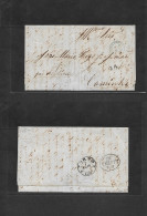 GIBRALTAR. 1859 (26 April) GPO - Portugal, Caminha (7 May) EL Full Text Via BPO Letter "A" In Blue, Spain San Roque And  - Gibraltar