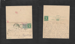 GIBRALTAR. 1895 (14 May) British Morocco. Usage Tangier - Luxembourg (19-20 May) 5 Centimos Spanish Currency + 5c Adtl D - Gibraltar