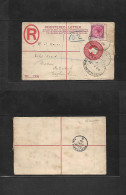 GIBRALTAR. 1900 (7 Aug) "South District" - UK, England, Portsmouth (12 Aug) Registered 2d Red Stat Env + 1d Adtl Tied Ov - Gibraltar