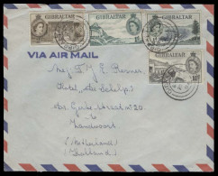 GIBRALTAR. 1956 (20 Feb). GPO - Netherlands. Air Multifkd Env. 5d Rate. VF. - Gibraltar