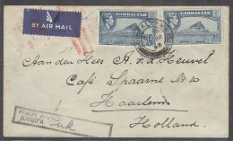 GIBRALTAR. 1946 (12 March). GPO - Netherlands, Haarlem. Air Fkd Env Cachet Par Avion Jusqu A UK (xxx / R). Scarce Oat Pr - Gibraltar