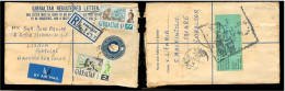 GIBRALTAR. 1961. Gibraltar - Portugal. Reg Air Stat Env + 2 Adtls Incl 1sh. Monkey. - Gibraltar