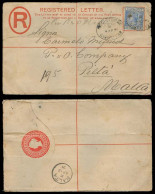 GIBRALTAR. 1891. Gibraltar - MALTA / Pietá. Regist Stat Env + Adtl. Mns 2, Per P & O Steamer" 25cts. - Gibraltar