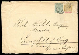 GIBRALTAR. 1902 (24 Dec). Gibraltar To Germany (29 Dec). Envelope Franked 1sh Red/brown And 1/2d Green, Tied Grill+cds ( - Gibraltar