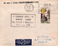 LETTRE / SCOTEM / Inauguration De La 1 ère Liaison Aérienne DAKAR PARIS 1953 RARE Avion A Réaction - 1927-1959 Oblitérés