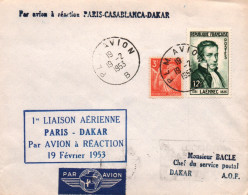 LETTRE / SCOTEM / Inauguration De La 1 ère Liaison Aérienne PARIS DAKAR 1953 RARE Avion A Réaction DAKAR - 1927-1959 Usati