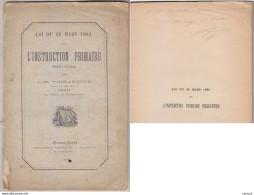 C1 Joseph VIGNANCOUR Loi Instruction 1882 Dedicace ENVOI Signed CLERMONT FERRAND Port Inclus France - Signierte Bücher