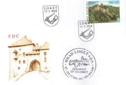 Czech Republic 2024 - Castle And Small City Loket, FDC, With Kaschet - Schlösser U. Burgen